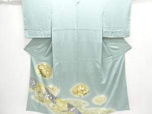 未使用品　仕立て上がり　流水に牡丹・梅・楓模様刺繍一つ紋色留袖